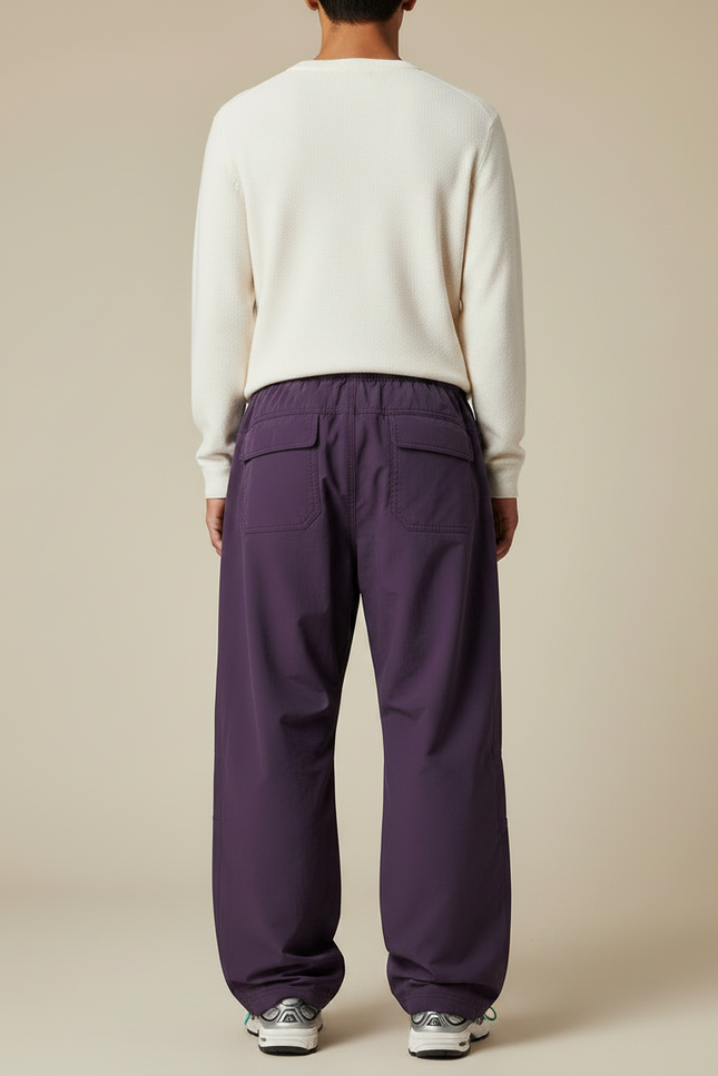 Pantalon Parachute Violet Ample Décontracté Cordon Sport Homme - Polyester - vue 2
