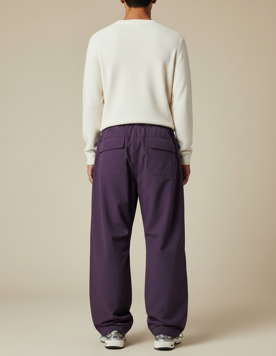 Pantalon Parachute Violet Ample Décontracté Cordon Sport Homme - Polyester - vue 2