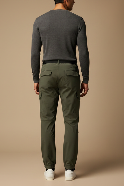 Pantalon Parachute Kaki Cargo Cordon Homme Moderne - Polyester - vue 2