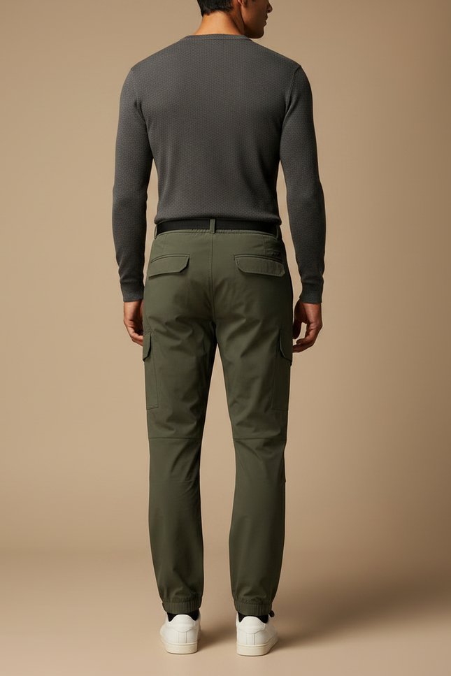 Pantalon Parachute Kaki Cargo Cordon Homme Moderne - Polyester - vue 2