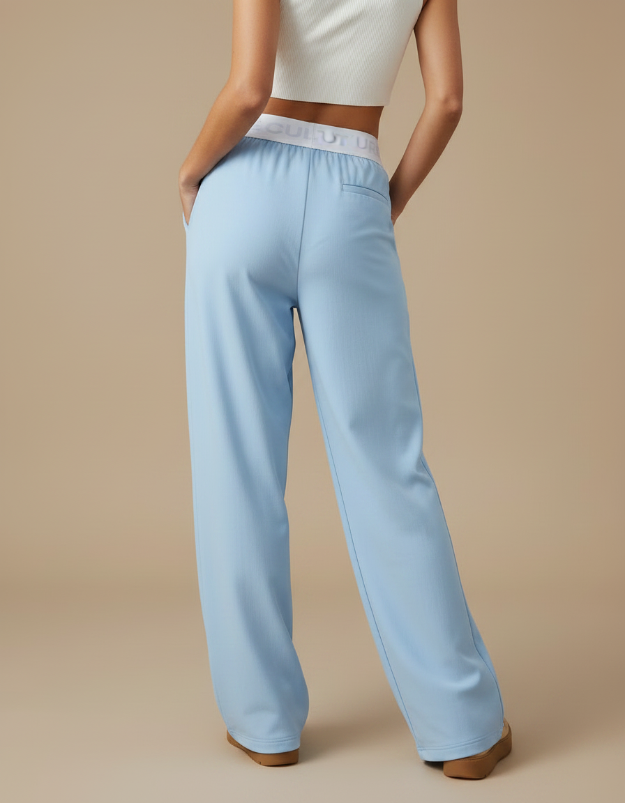 Pantalon Parachute Bleu Ciel Ample Confortable Élastique - Polyester - vue 2