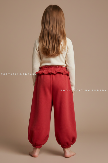 Pantalon Parachute Rouge Ample Molleton Coeurs Fille - vue 2