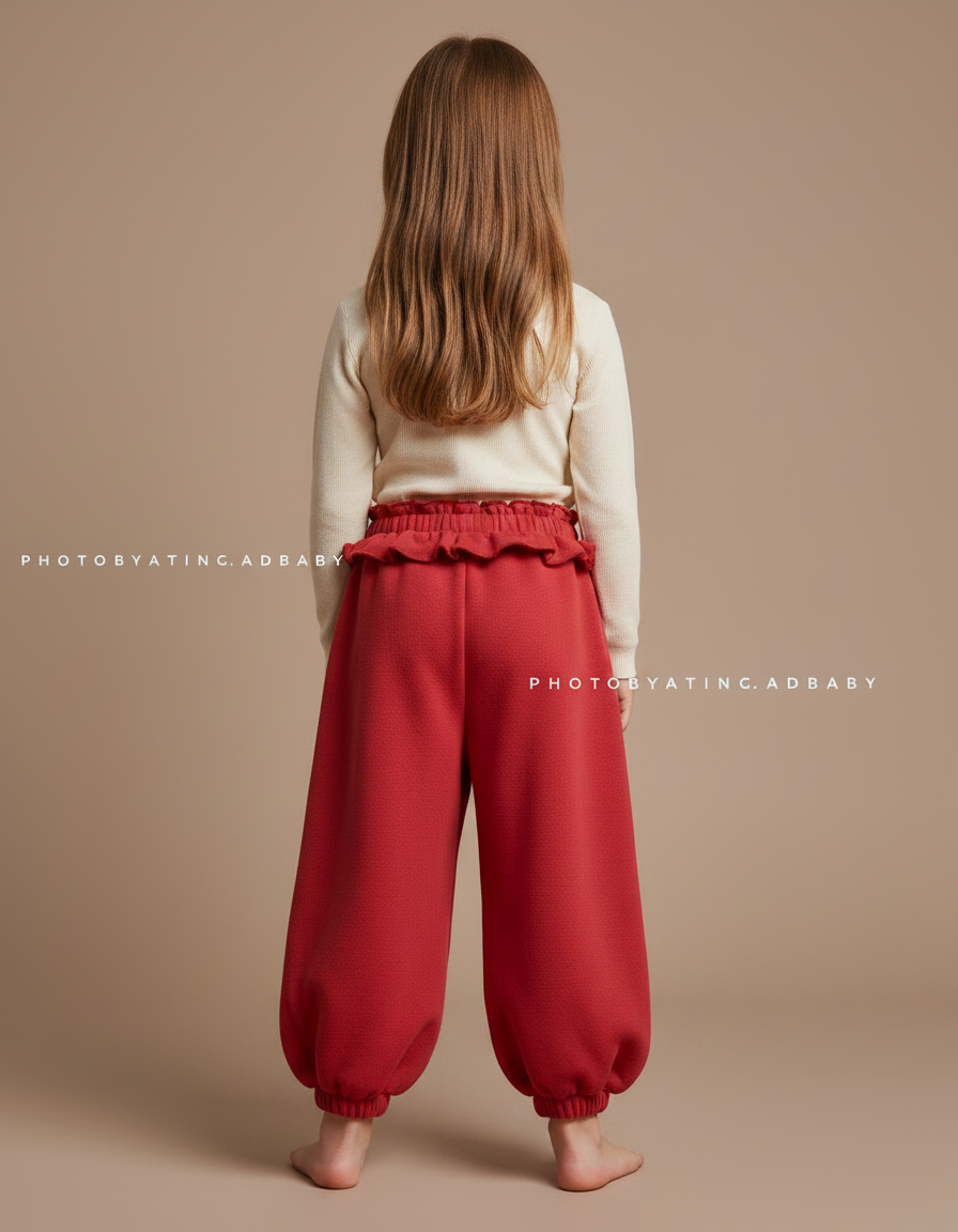 Pantalon Parachute Rouge Ample Molleton Coeurs Fille - vue 2