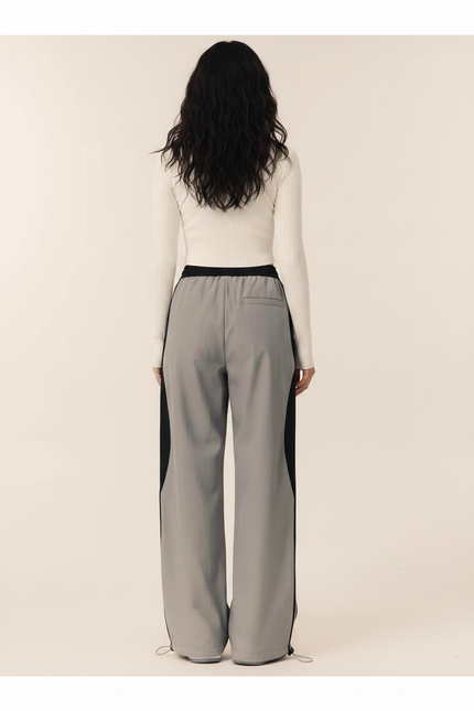 Pantalon Parachute Gris Ample Sport Décontracté Femme - Polyester - vue 2