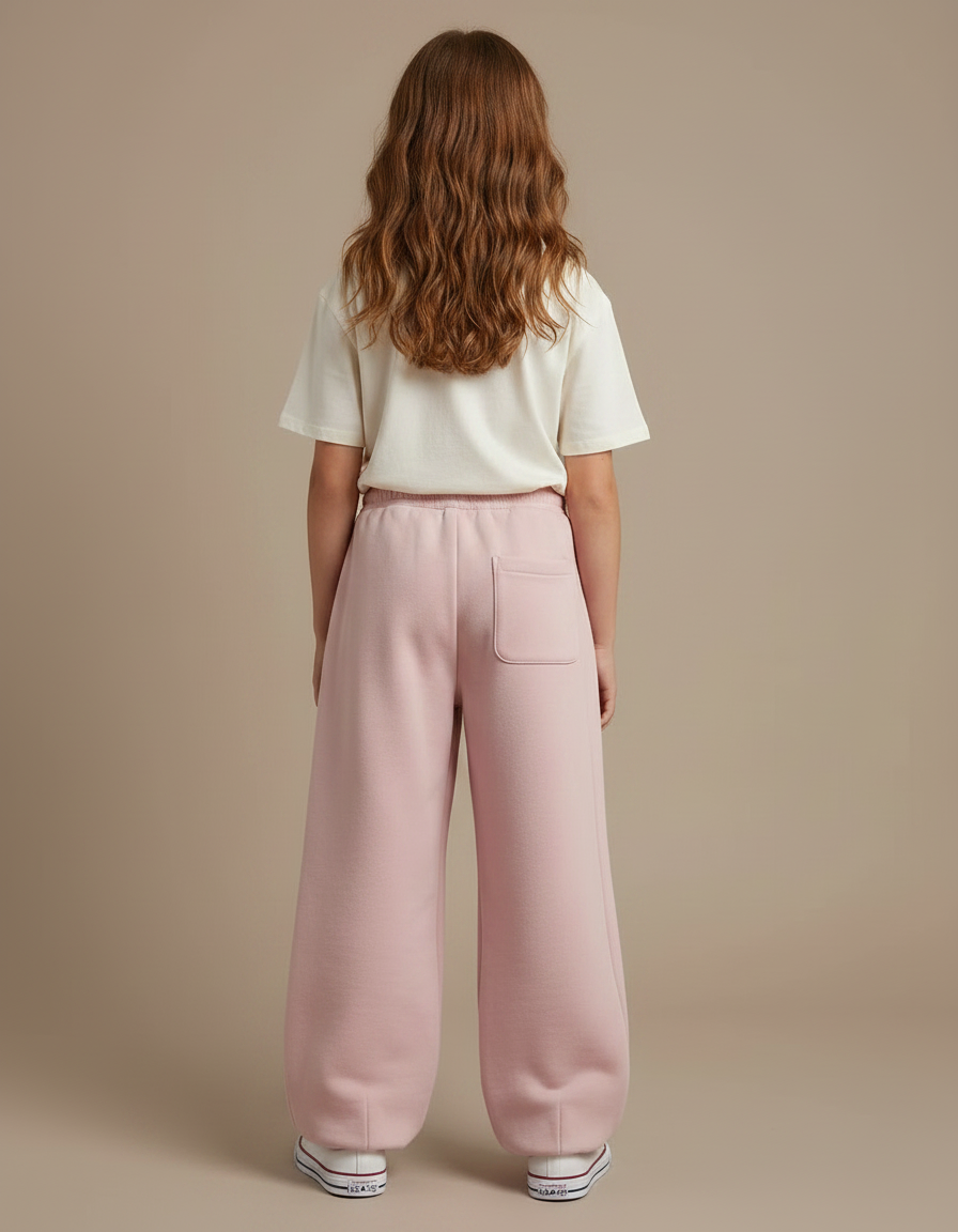 Pantalon Parachute Fille Baggy Streetwear - Rose Molleton - vue 2