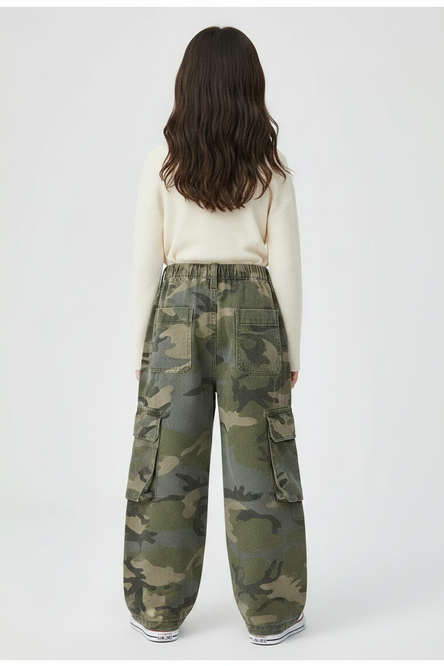 Pantalon Parachute Camouflage Cargo Ample Enfant Tendance - Imprimé Toile - vue 2