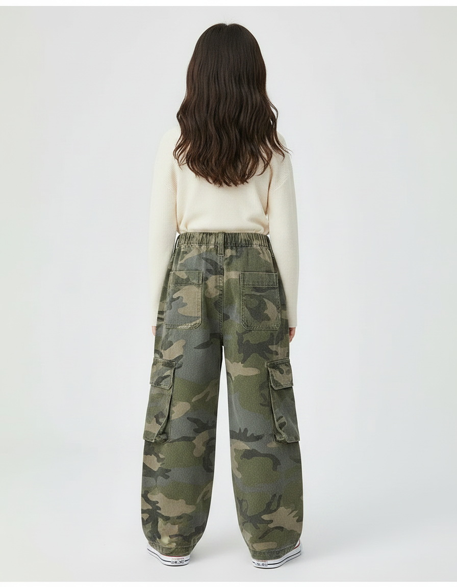Pantalon Parachute Camouflage Cargo Ample Enfant Tendance - Imprimé Toile - vue 2