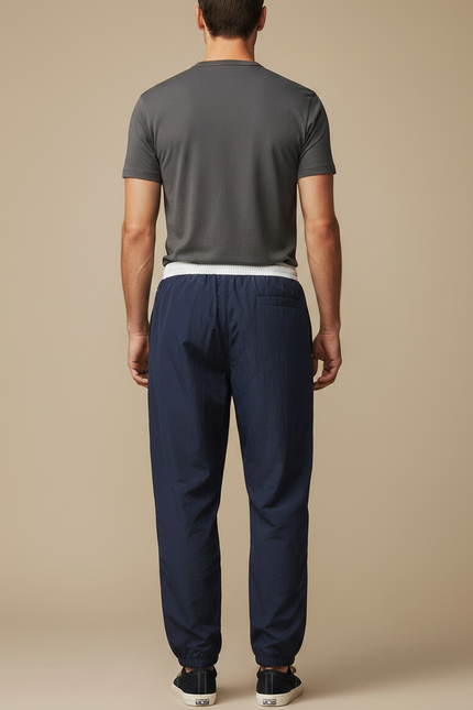 Pantalon Parachute Bleu Marine Ample Nylon Sport Homme - Polyester - vue 2