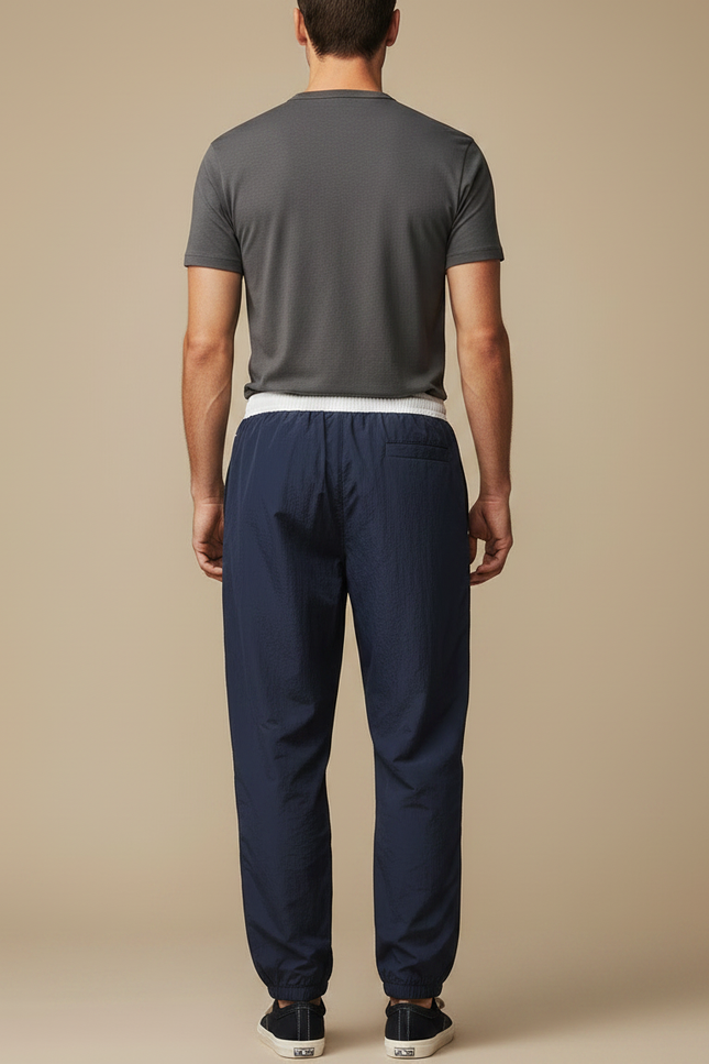 Pantalon Parachute Bleu Marine Ample Nylon Sport Homme - Polyester - vue 2