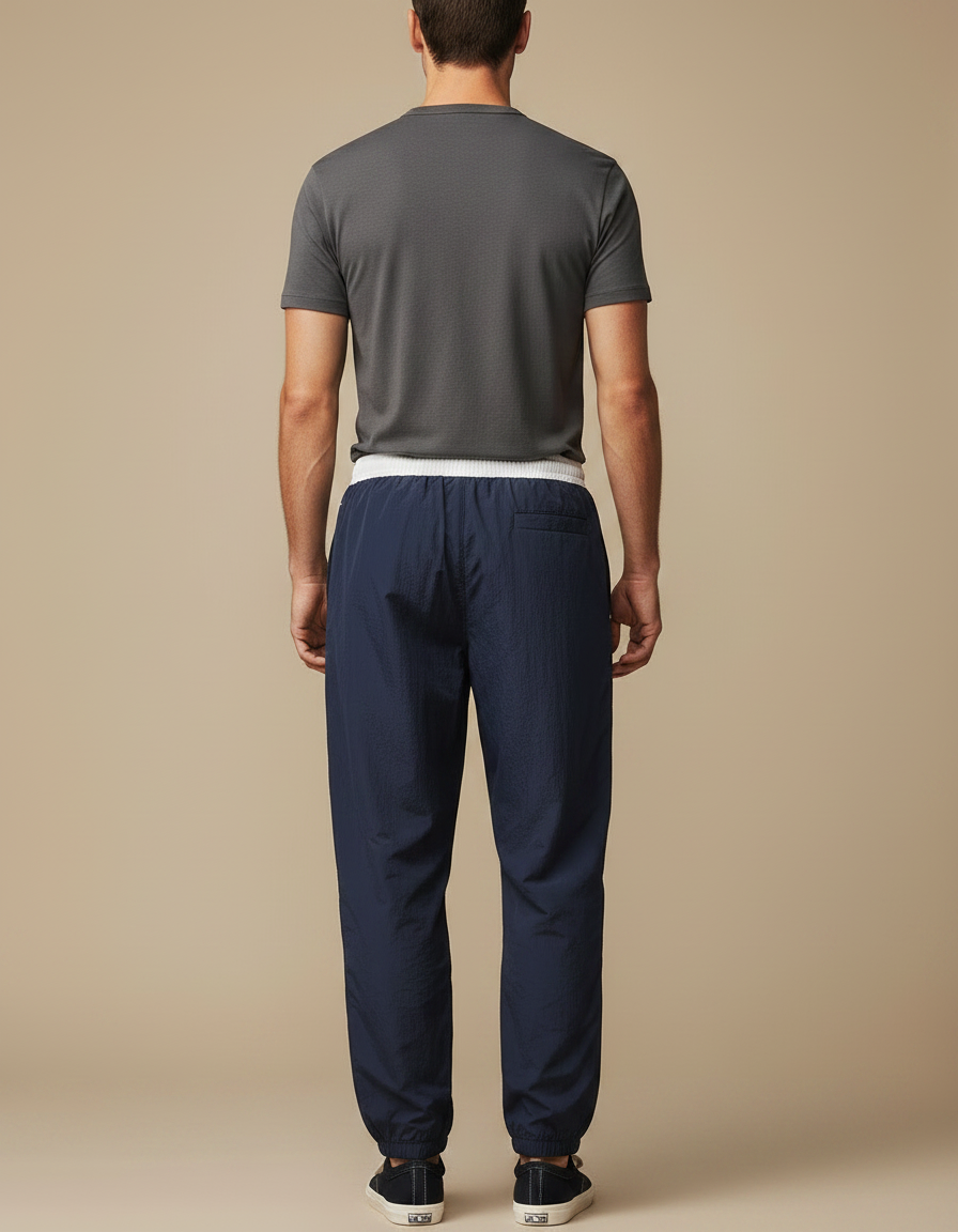 Pantalon Parachute Bleu Marine Ample Nylon Sport Homme - Polyester - vue 2