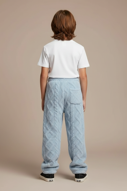 Pantalon Parachute Bleu Ciel Tricoté Ample Garçon Confortable - Maille - vue 2