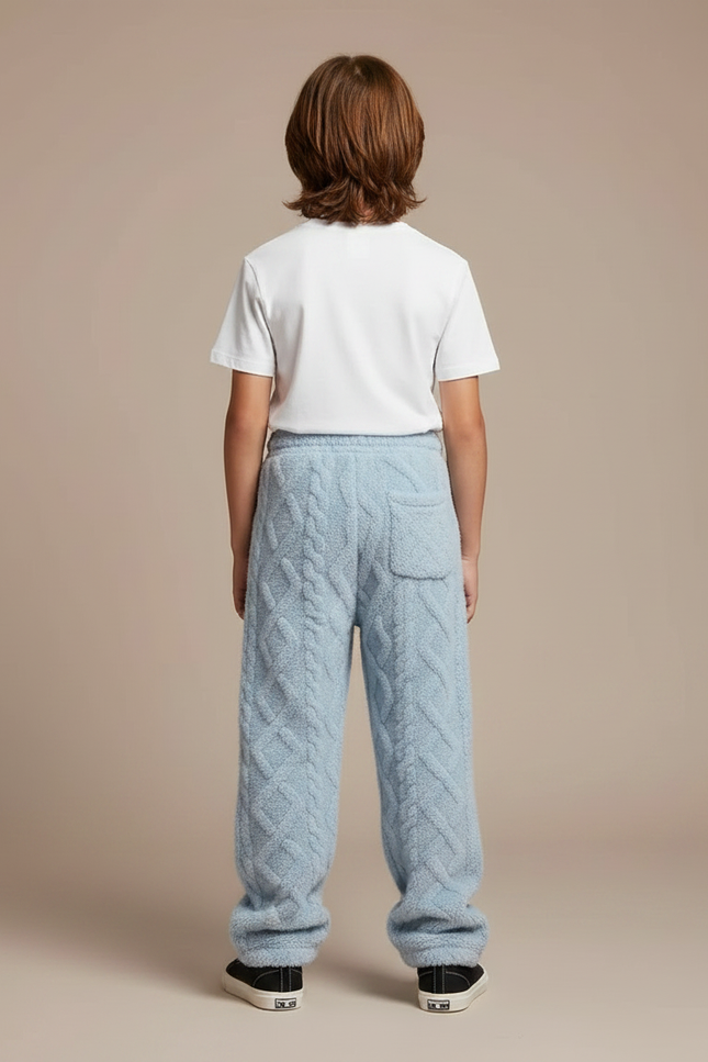 Pantalon Parachute Bleu Ciel Tricoté Ample Garçon Confortable - Maille - vue 2