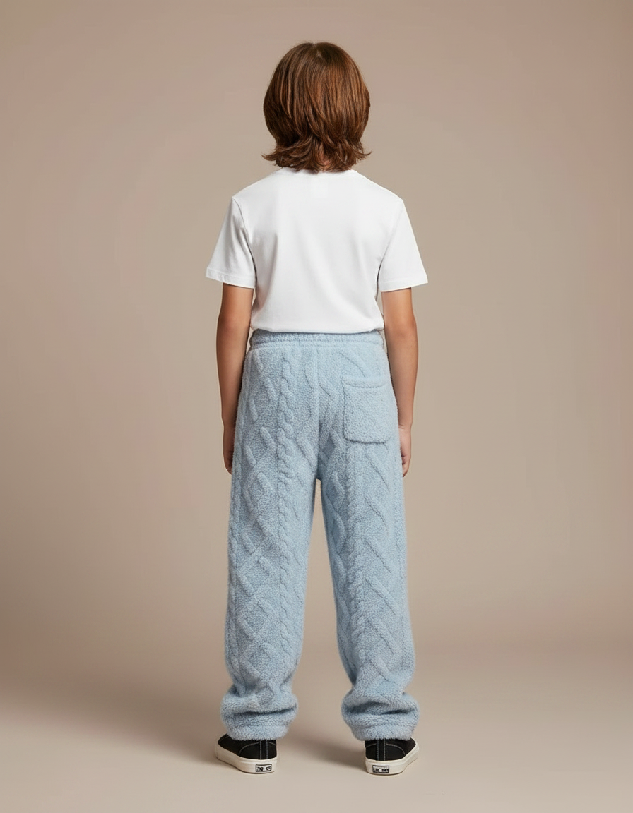 Pantalon Parachute Bleu Ciel Tricoté Ample Garçon Confortable - Maille - vue 2