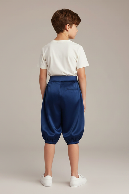Pantalon Parachute Bleu Satiné Ample Bouffant Enfant - Marine - vue 2