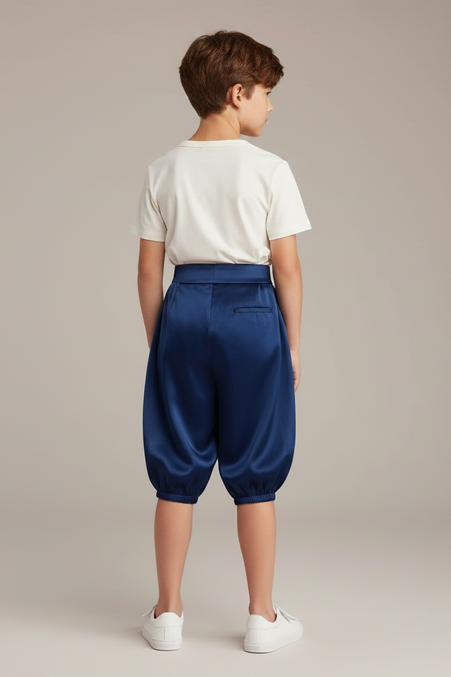 Pantalon Parachute Bleu Satiné Ample Bouffant Enfant - Marine - vue 2
