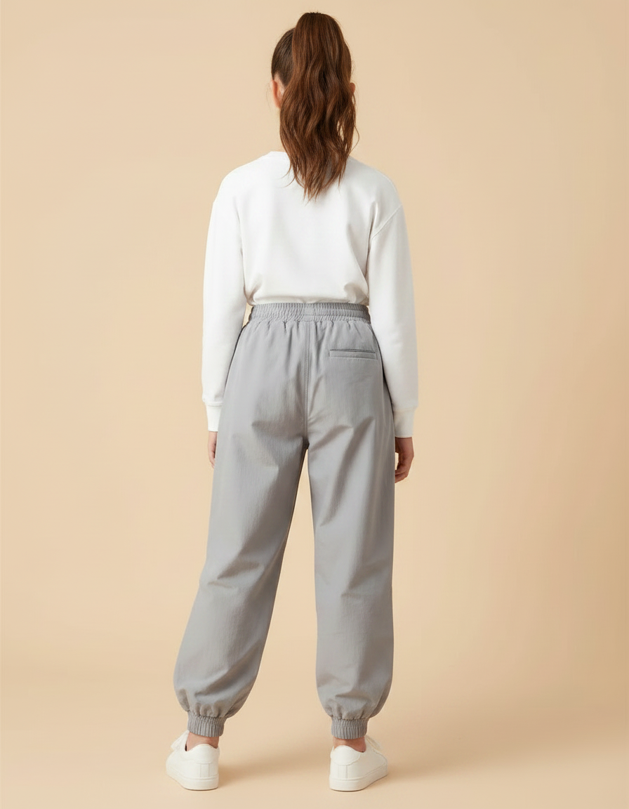 Pantalon Parachute Gris Ample Cordon Décontracté Enfant - Polyester - vue 2