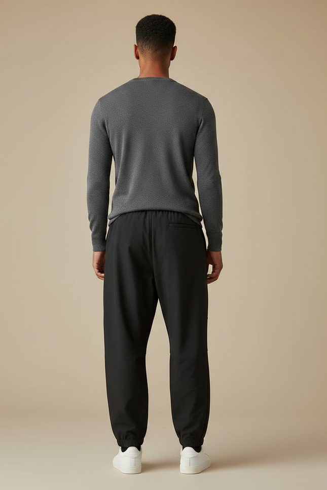 Pantalon Parachute Noir Ample Sport Décontracté Homme - Polyester - vue 2