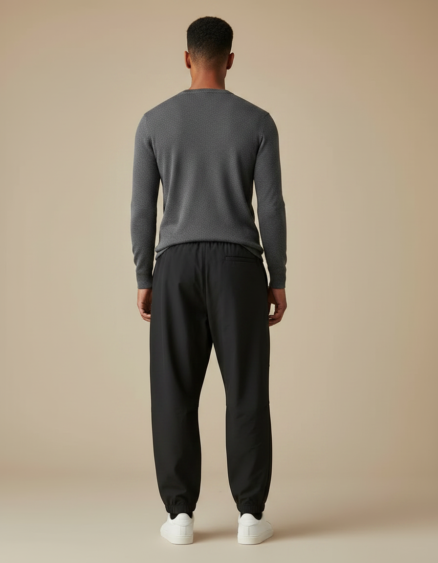 Pantalon Parachute Noir Ample Sport Décontracté Homme - Polyester - vue 2