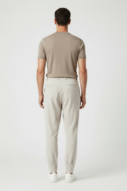 Pantalon Parachute Beige Plissé Fluide Décontracté Homme - Polyester - vue 2