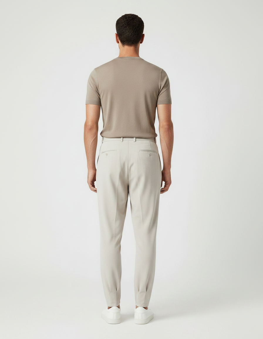 Pantalon Parachute Beige Plissé Fluide Décontracté Homme - Polyester - vue 2