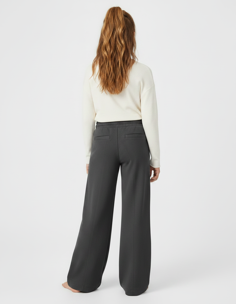 Pantalon Parachute Gris Ample Molletonné Fille - vue 2