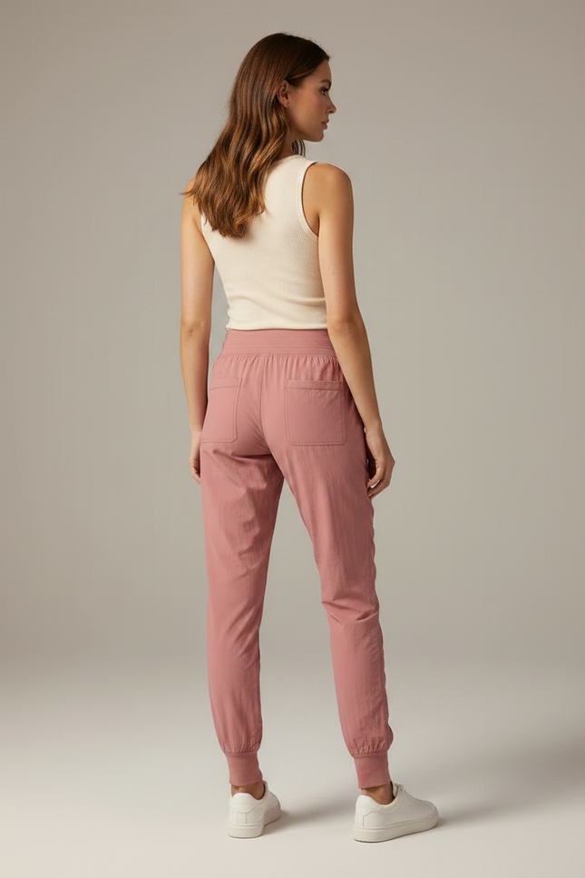 Pantalon Parachute Rose Froncé Cordon Cheville Élastiquée - Polyester - vue 2