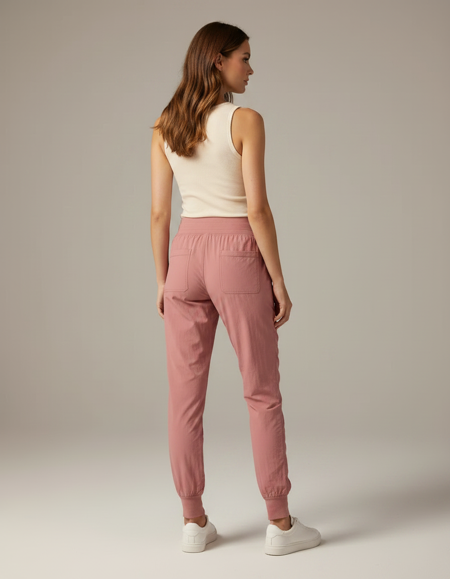 Pantalon Parachute Rose Froncé Cordon Cheville Élastiquée - Polyester - vue 2