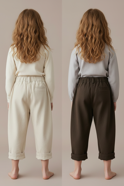 Pantalon Parachute Coton Ample Décontracté Enfants - Marron - vue 2