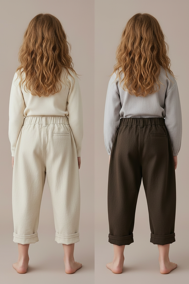 Pantalon Parachute Coton Ample Décontracté Enfants - Marron - vue 2