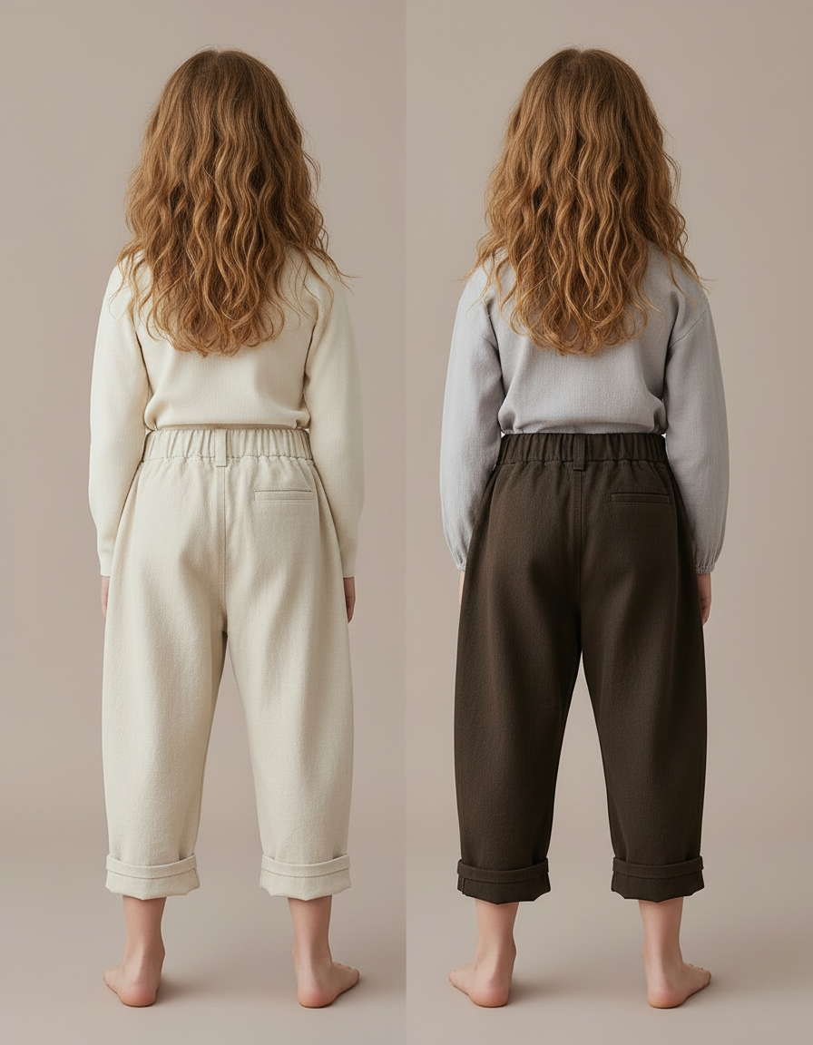 Pantalon Parachute Coton Ample Décontracté Enfants - Marron - vue 2
