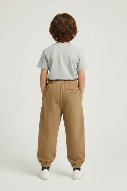 Pantalon Parachute Marron Ample Molleton Confortable Enfant - vue 2