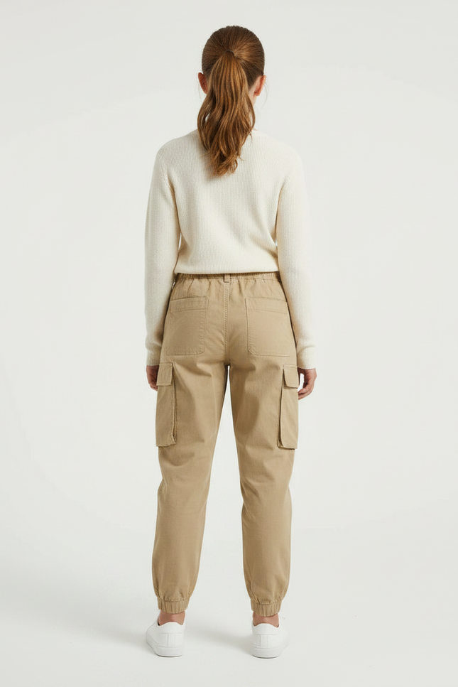 Pantalon Parachute Fille Beige Cargo - Toile - vue 2