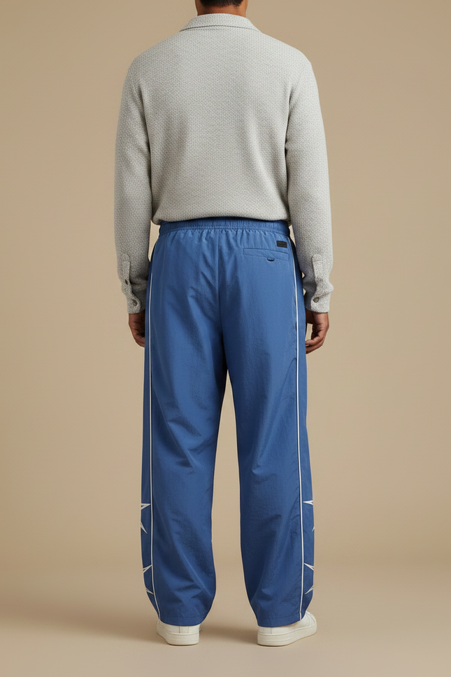 Pantalon Parachute Bleu Ample Sportif Rayures Latérales - Polyester - vue 2