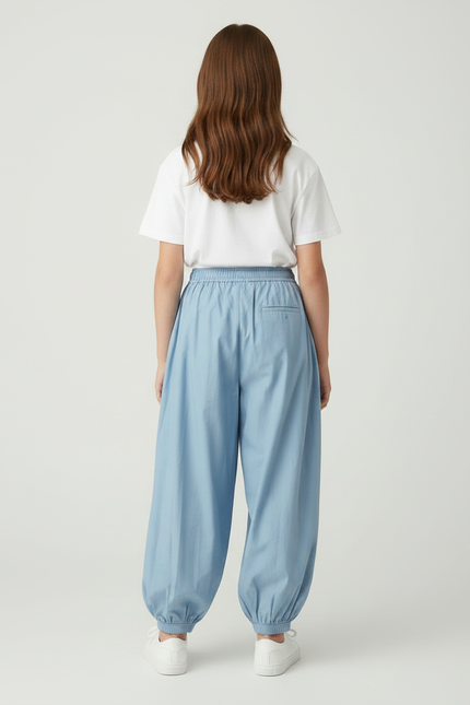 Pantalon Parachute Bleu Ample Coton Enfant - vue 2
