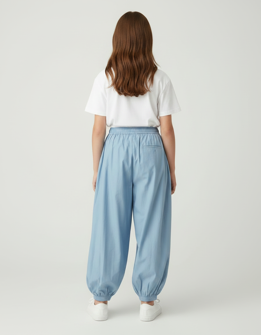 Pantalon Parachute Bleu Ample Coton Enfant - vue 2