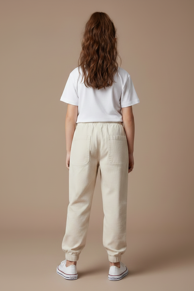 Pantalon Parachute Beige Coton Ample Mickey Enfant - vue 2