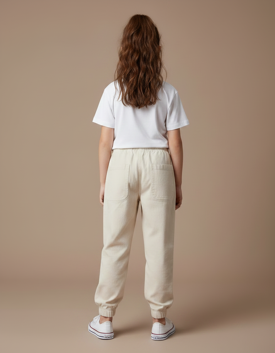 Pantalon Parachute Beige Coton Ample Mickey Enfant - vue 2