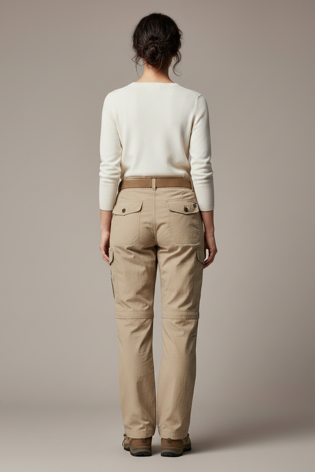 Pantalon Parachute Beige Convertible Cargo Décontracté Femme - Polyester - vue 2