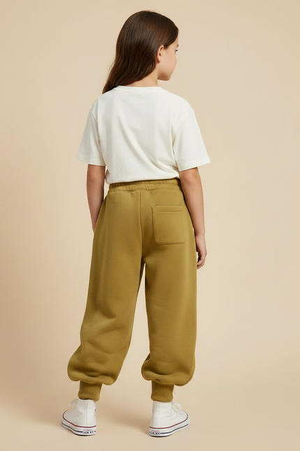 Pantalon Parachute Kaki Ample Molletonné Confortable Fille - vue 2