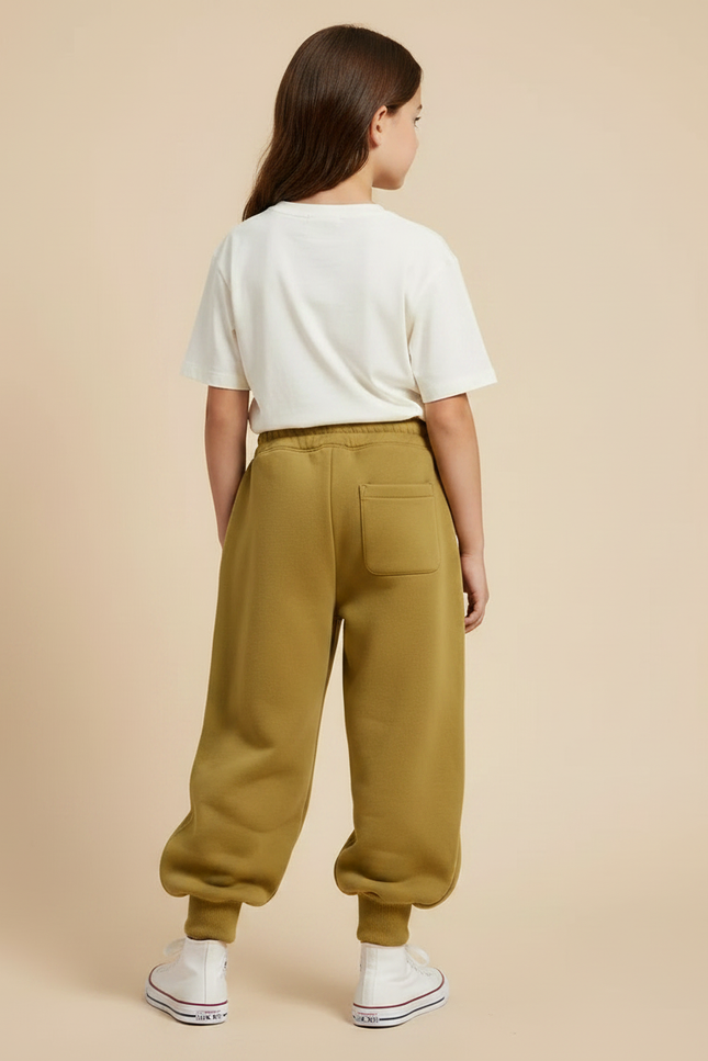 Pantalon Parachute Kaki Ample Molletonné Confortable Fille - vue 2