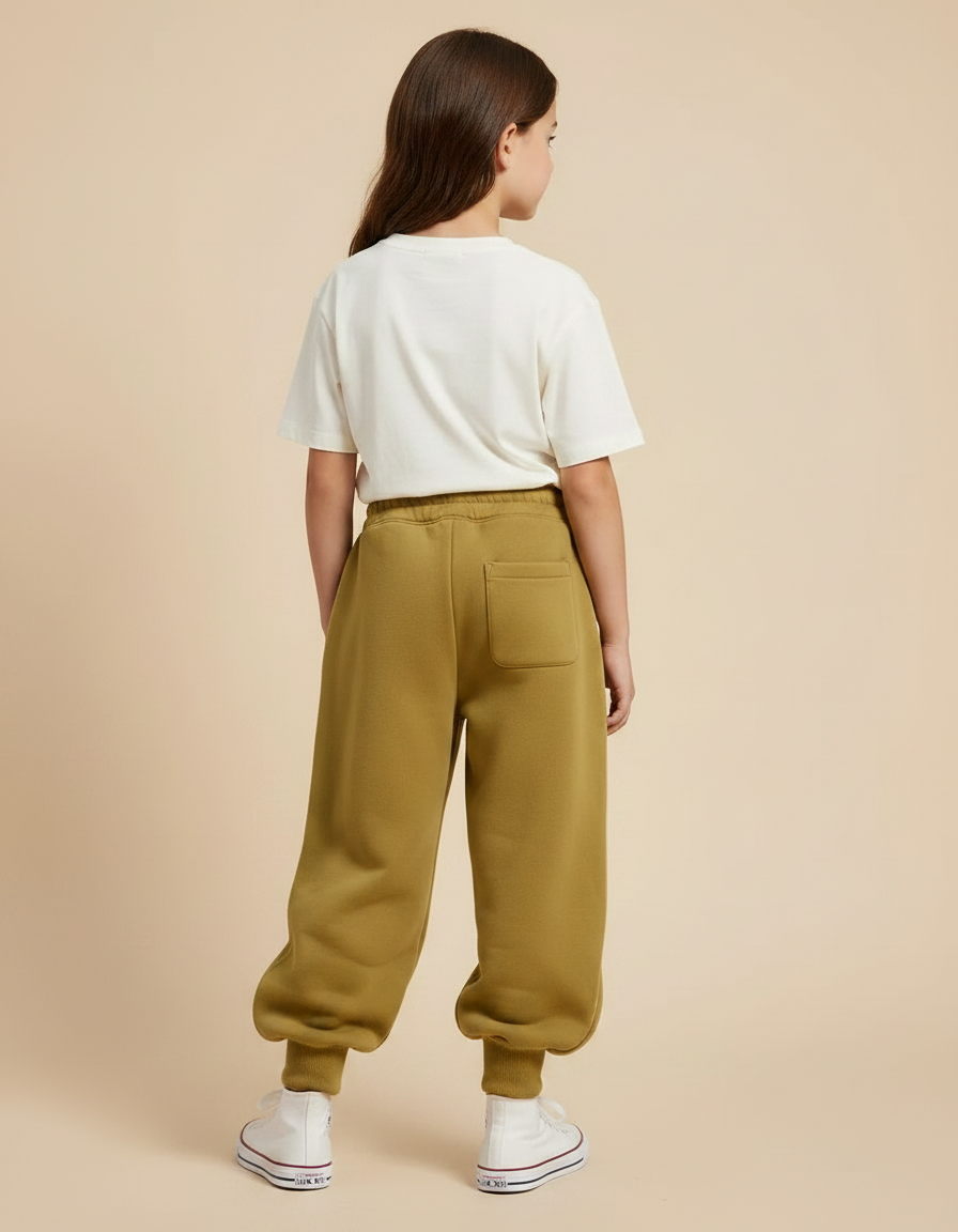 Pantalon Parachute Kaki Ample Molletonné Confortable Fille - vue 2