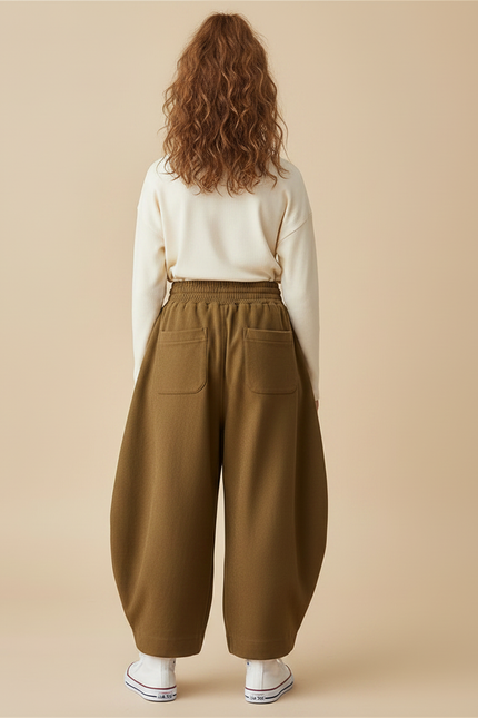 Pantalon Parachute Kaki Ample Confortable Enfant Coton - Molleton - vue 2