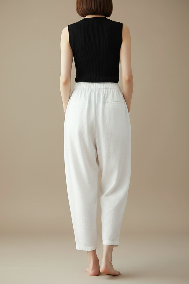 Pantalon Parachute Femme Blanc Baggy - Lin - vue 2