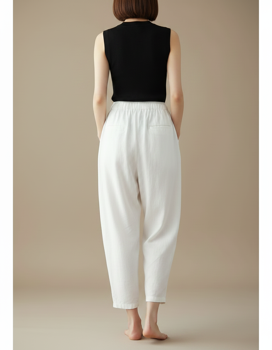 Pantalon Parachute Femme Blanc Baggy - Lin - vue 2