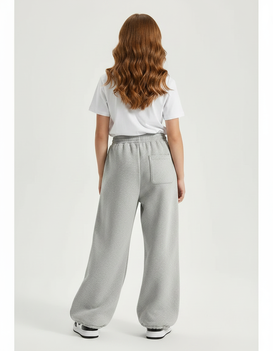 Pantalon Parachute Gris Ample Confortable Élastique - Molleton - vue 2