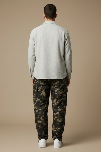 Pantalon Parachute Camouflage Ample Multi-Poches Homme - Kaki Polyester - vue 2