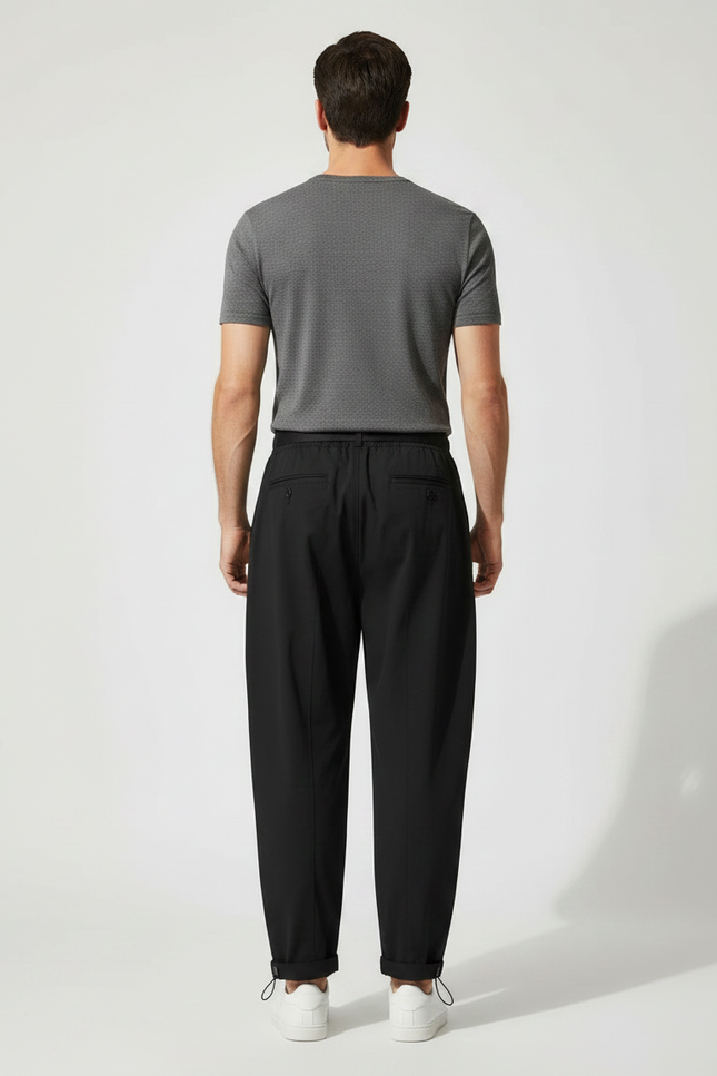 Pantalon Parachute Noir Ample Décontracté Homme Cordon - Polyester - vue 2