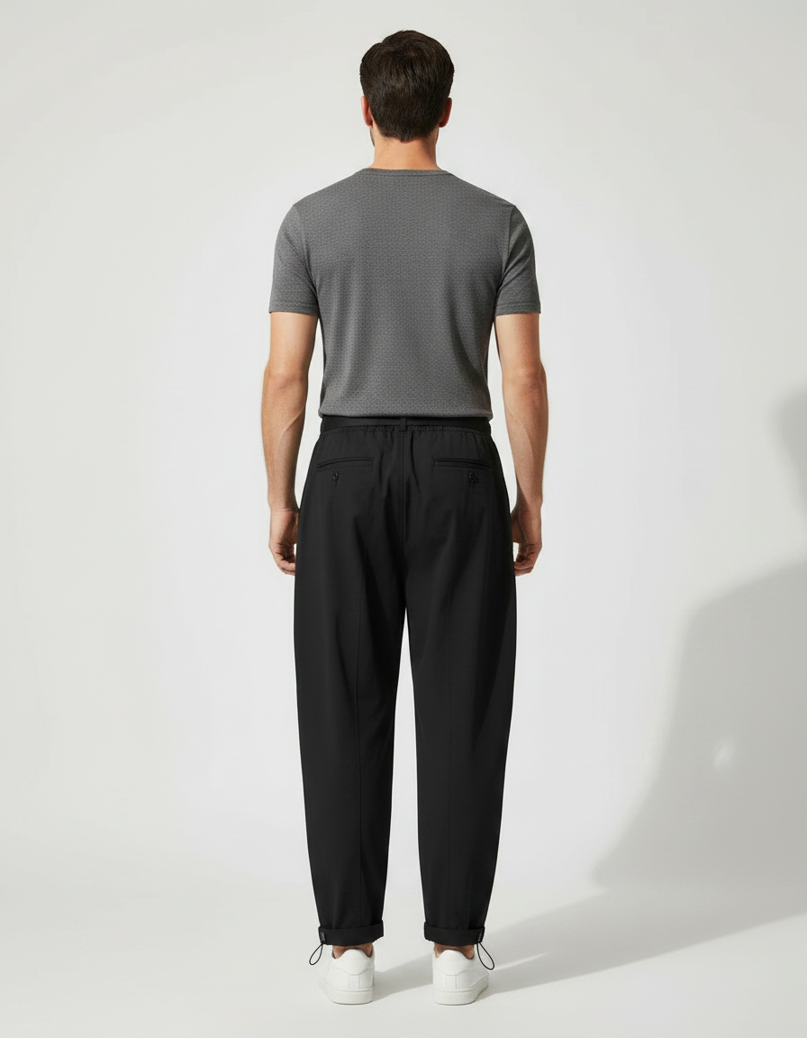 Pantalon Parachute Noir Ample Décontracté Homme Cordon - Polyester - vue 2