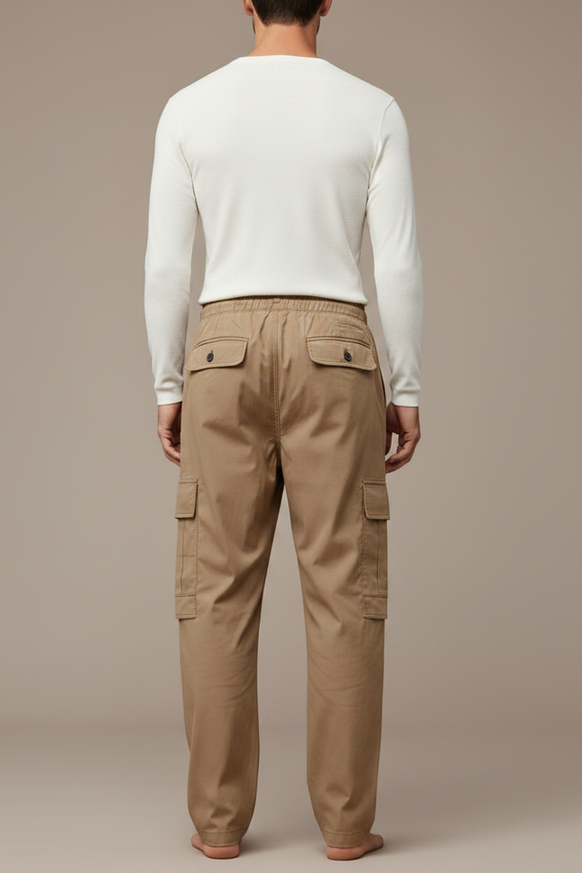 Pantalon Parachute Kaki Cargo Lâche Décontracté Cordon Homme - Coton - vue 2