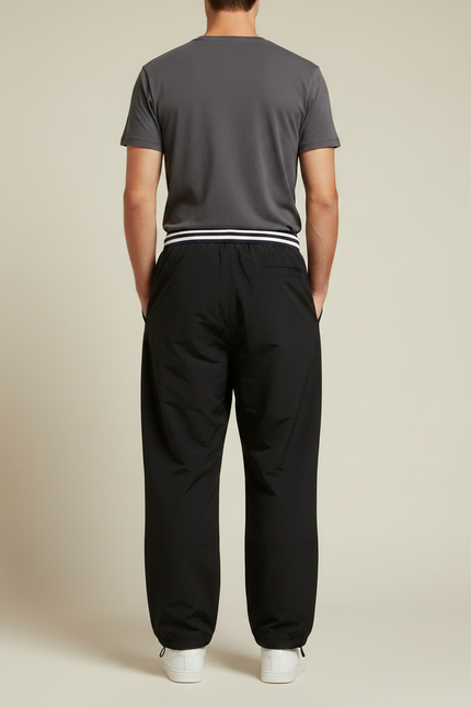 Pantalon Parachute Noir Ample Sport Homme USA - Polyester - vue 2